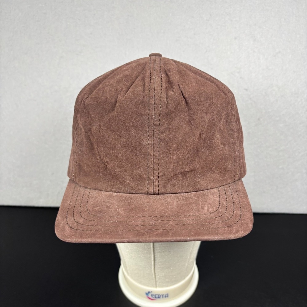 Vintage Made in USA Brown Suede Winter Baseball Hat Cap Quilted Lining Size M